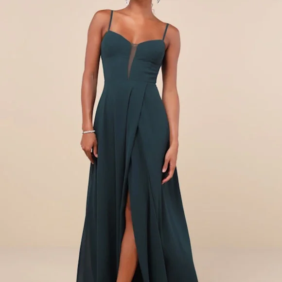 formal.dress for wedding Green Chain See-through Elegant Wedding Guest Dress RX70326